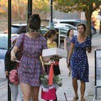 Daisy Lowe and a female companion walking her pet dog | Picture 89018